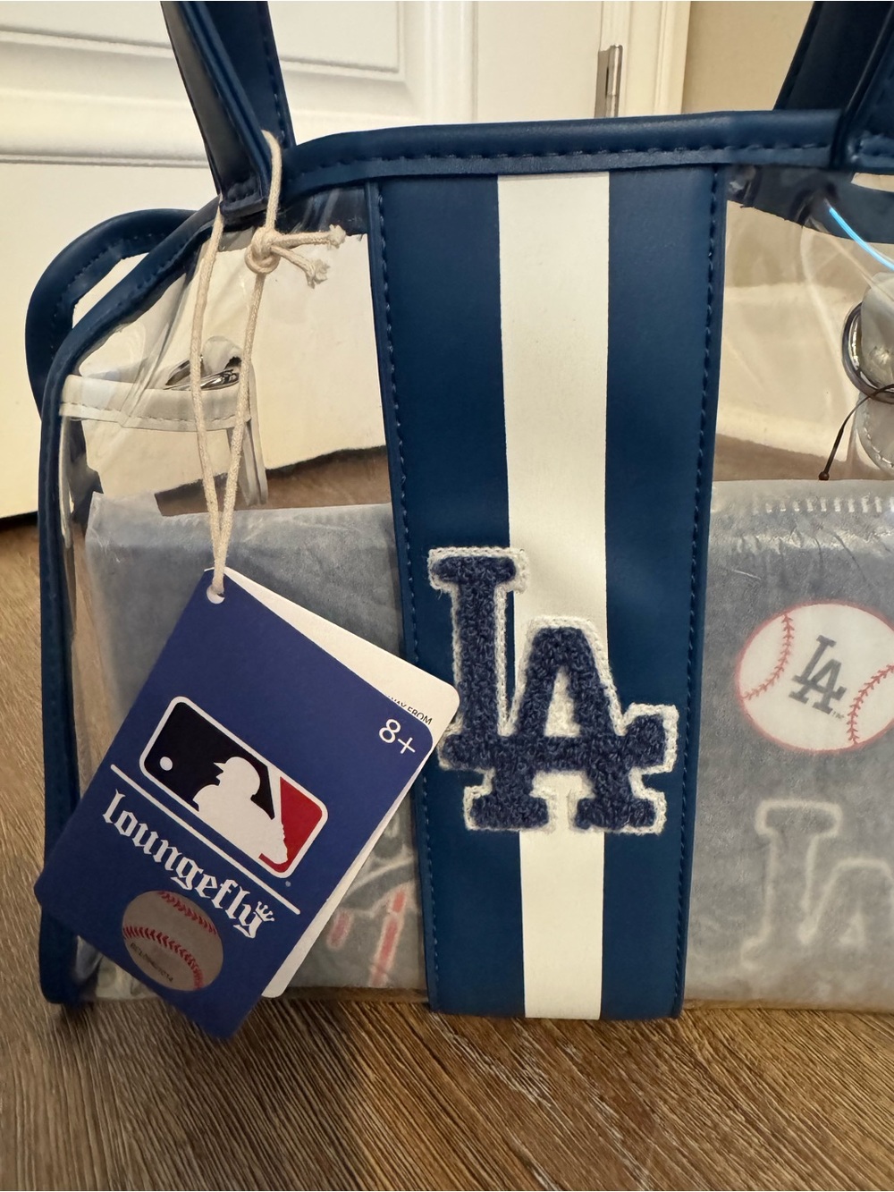 MLB Los Angeles Dodgers Clear Tote with Navy and White Trim - Picture 2 of 7